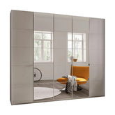 Zenith 250cm Champagne Glass 5 Door Wardrobe with Mirror - Pendle Village Furniture